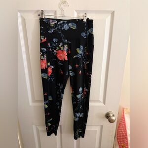Victoria's Secret Black Leggings with colorful Floral Accents